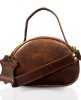 Madosh, Genuine Leather Brown Small Semi-Circle Shoulder Crossbody Bag with Top Handle Satchel Handbag for women.